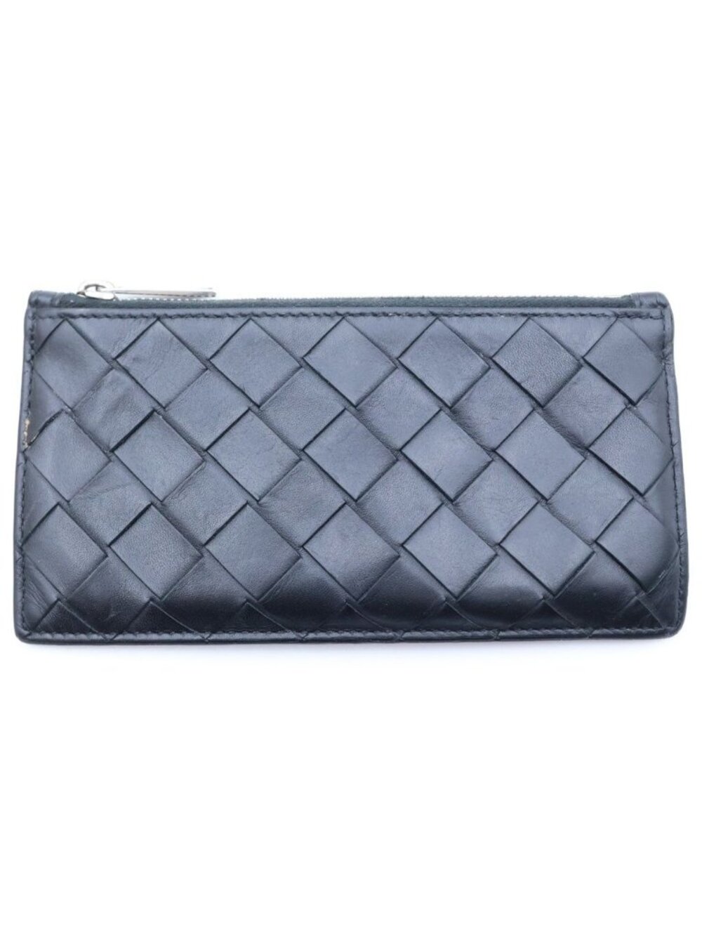 Bottega Veneta Intrecciato Leather Zippered Card Case Black Red
